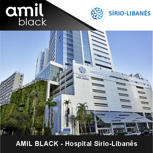 Fachada do Hospital Sírio-Libanês unidade Bela Vista com logomarca Amil Black.